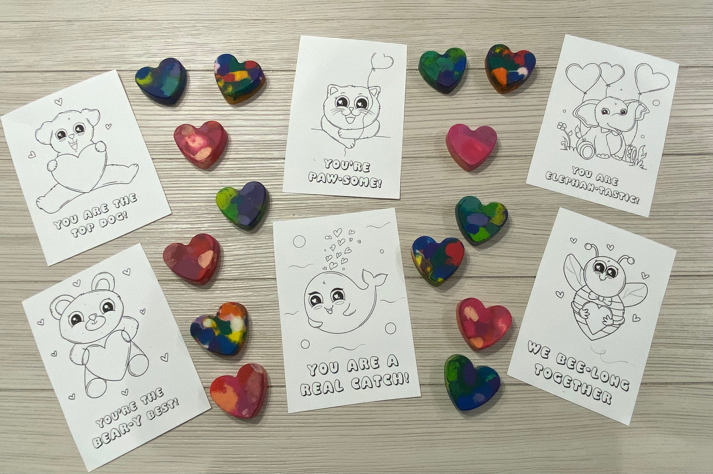 Coloring Valentine Cards with Heart-Shaped Crayons - Classroom Valentines