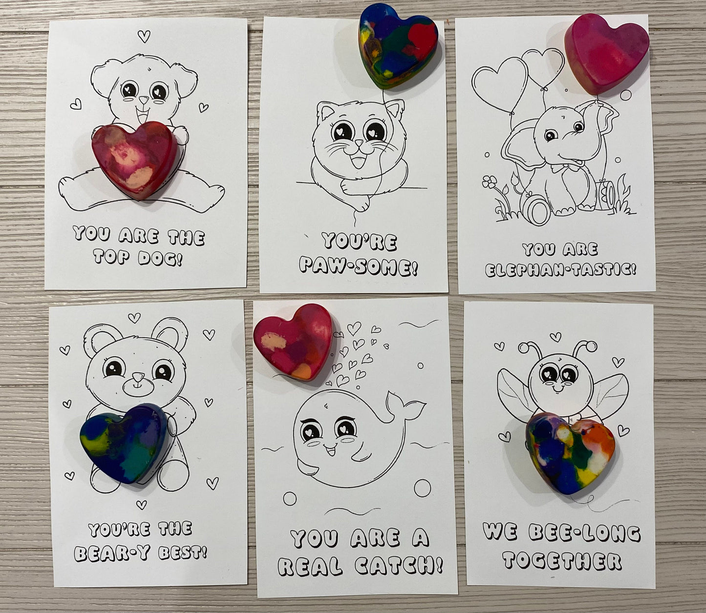 Coloring Valentine Cards with Heart-Shaped Crayons - Classroom Valentines