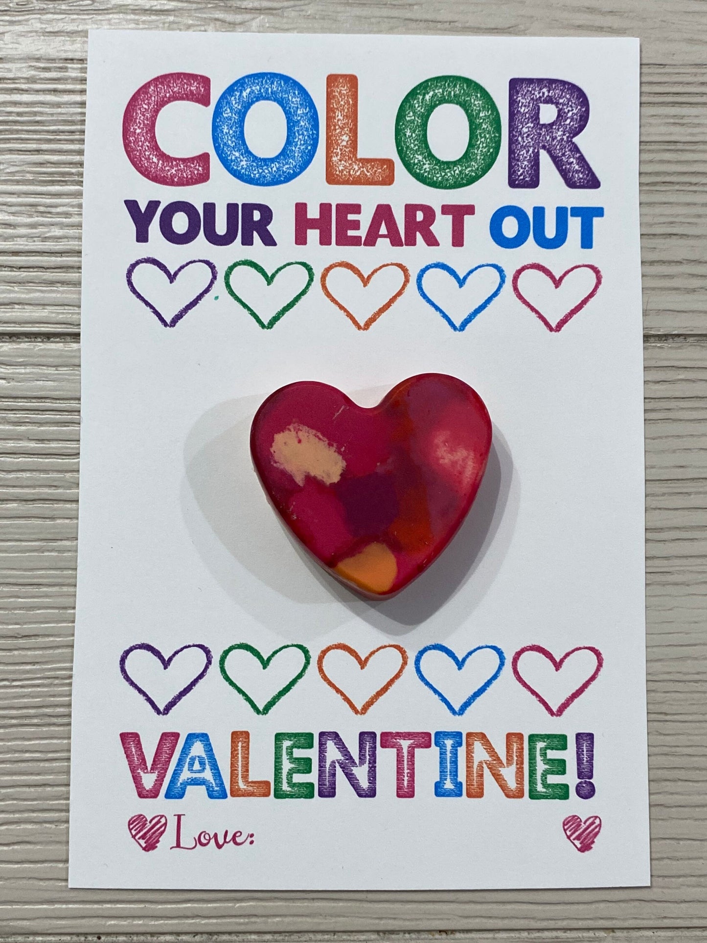 Coloring Valentine Cards with Heart-Shaped Crayons - Classroom Valentines