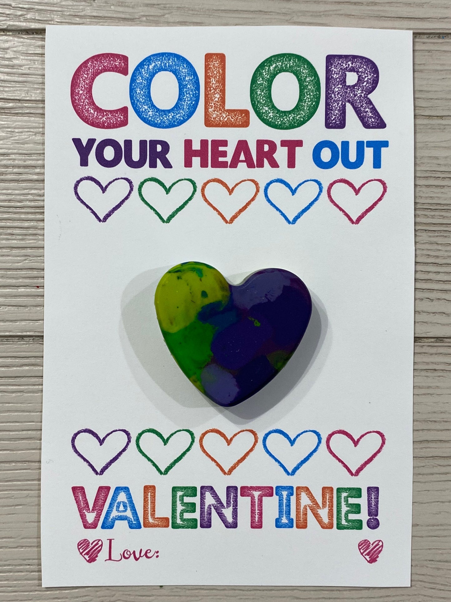 Coloring Valentine Cards with Heart-Shaped Crayons - Classroom Valentines