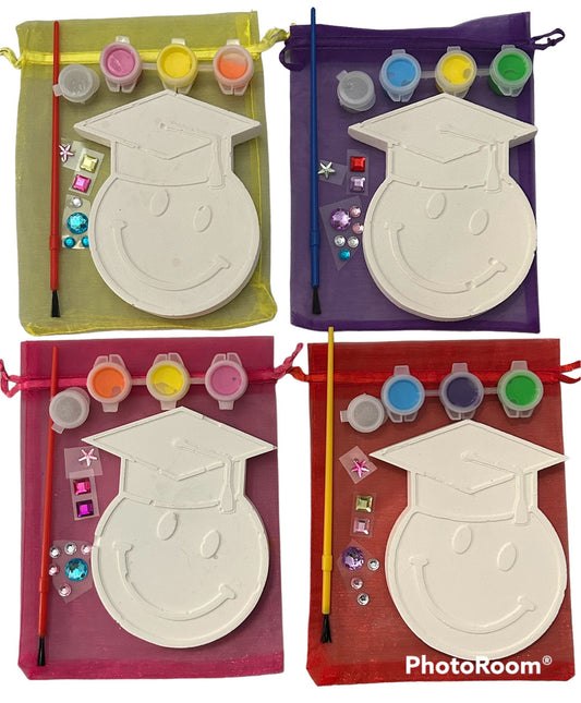 Graduation Smiley Cap Craft Paint Kit-Unique Party Bag Favor/Fillers Rainbow Craft Set-Paint Set-Craft Party Idea-Children’s Activity Kit