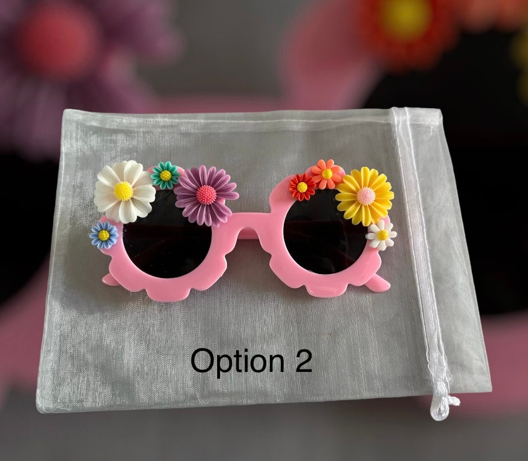 Flower Shaped Sunglasses/Sunnies for kids/toddlers, with flower charms.