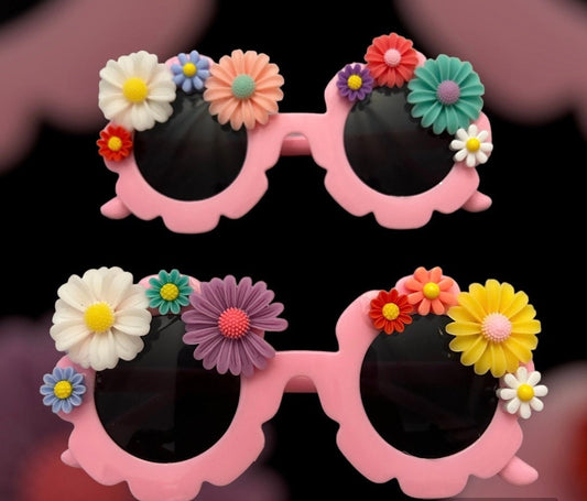 Flower Shaped Sunglasses/Sunnies for kids/toddlers, with flower charms.