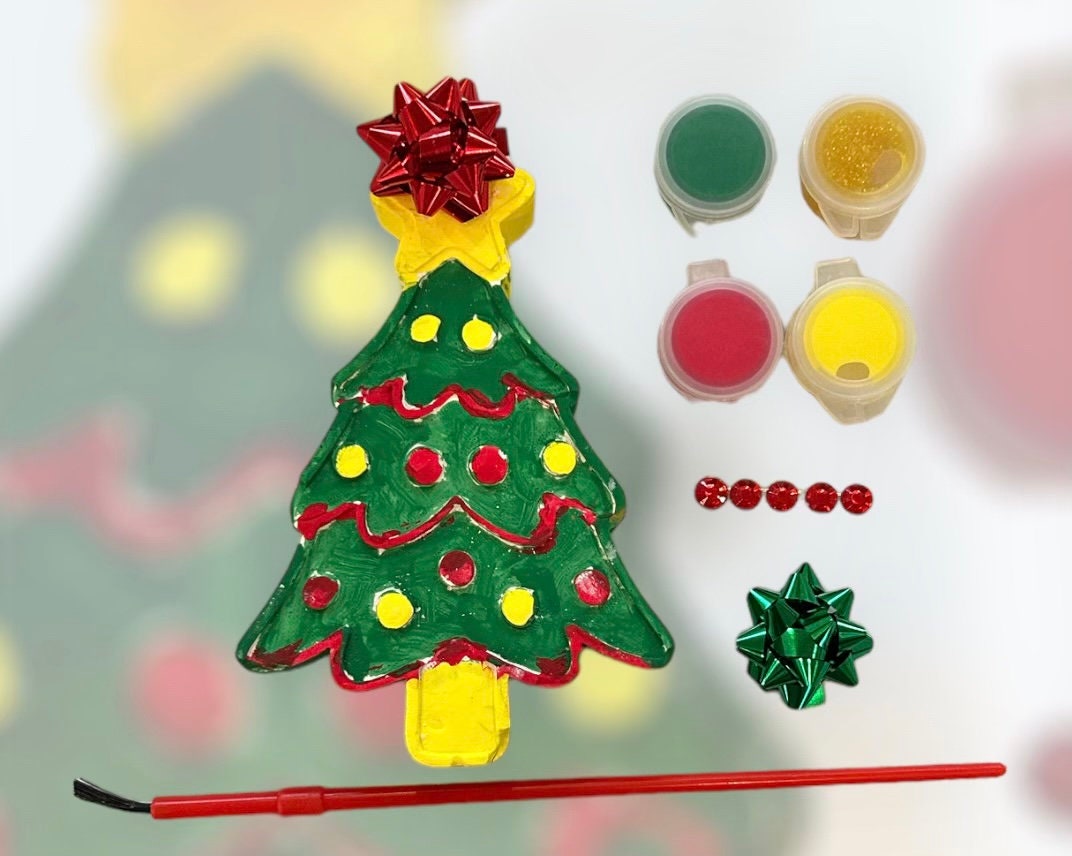 Christmas Tree Chalk Craft Paint Kit-Unique Stocking Stuffer/Arts&Craft Set-Paint Set-Party Idea-Children’s Holiday Xmas Activity Kit