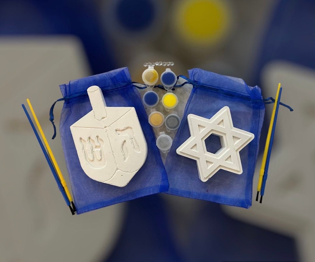 Chanukah Dreidel/Star of David Chalk Paint Kit-Unique Hanukkah gifts/Arts&Craft Set-Paint Party Idea-Children’s Holiday Activity Kit Israel